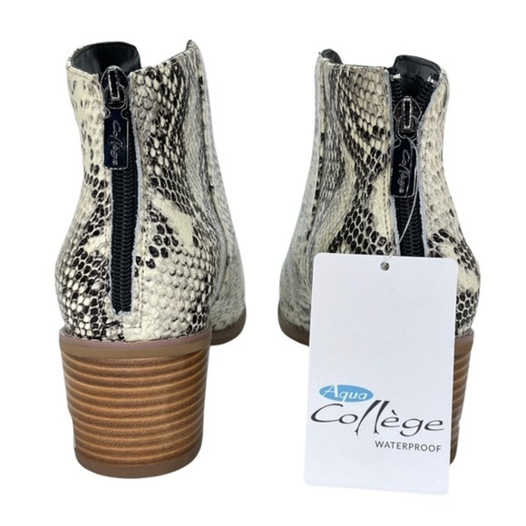 Aqua Bloomingdales Emily Natural Snake Leather Waterproof Ankle Boots Size 9 - Picture 4 of 4